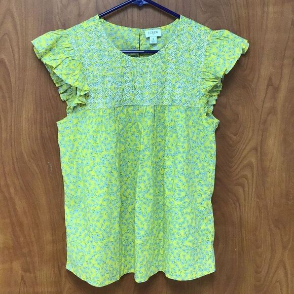 Cute and sweet blue and yellow floral print blouse size small by J.CREW - Picture 1 of 6